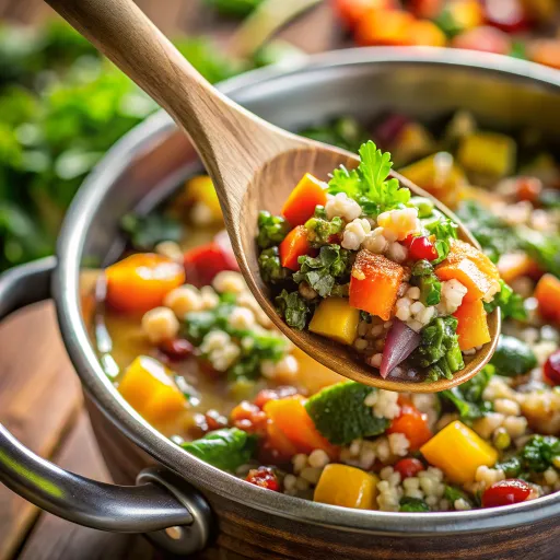 حساء الأعشاب الخضراء مع الكينوا